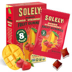 SOLELY - Organic Mango & Strawberry Whole Fruit Gummies (Pack of 8 Boxes, 5 Bags per Box) - Real Fresh Fruit - Healthy Snacks for Adults & Kids - Non GMO, Vegan Snacks, Shelf Stable - 40 Bags (3.5 oz)