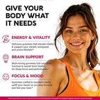 Vitamin B-Complex Gummies for Women & Men - Vitamin B12, B1, B2, B3, B5, B6, B7 & B9 - B Complex with Vitamin C & Choline - Energy, Brain & Mood - Natural Berry Flavor, Vegan - 60 Gummies 2 Pack