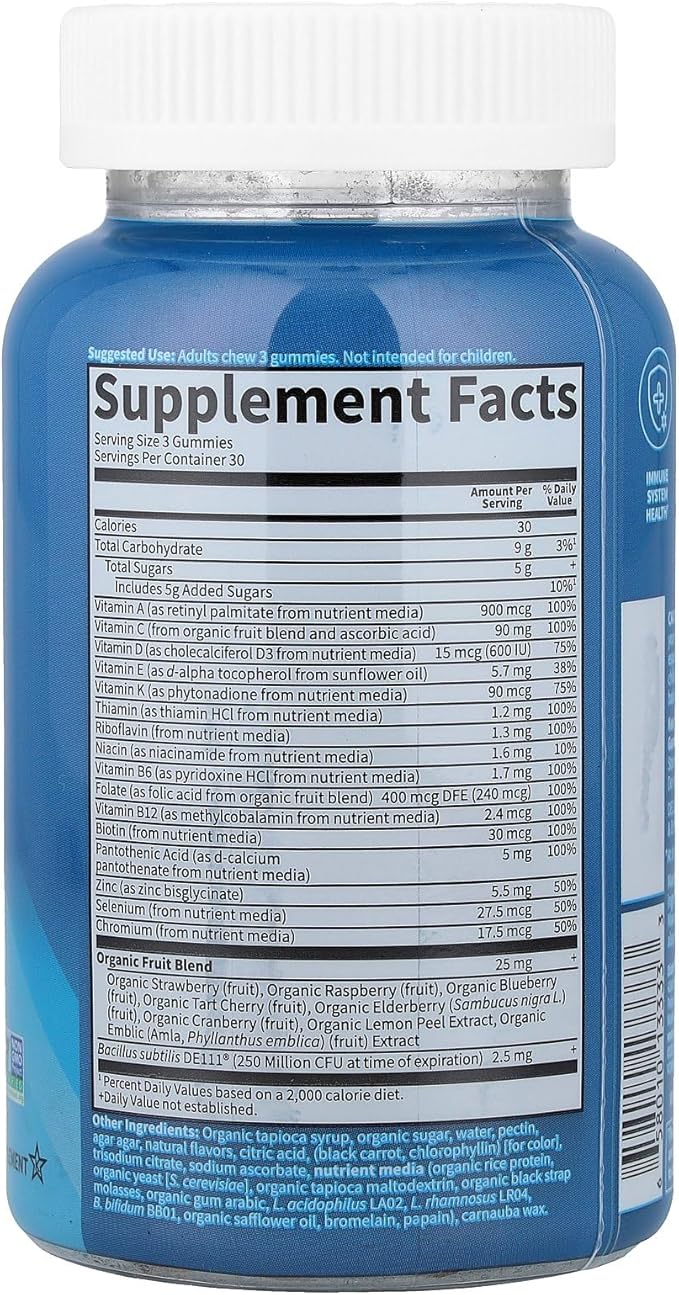 Men’s Multivitamin Gummy: Vitamins C, D, E, B & Zinc for Energy, Stamina & Stress, Probiotics for Digestive & Immune Health, Vitamin Code, Non-GMO, Gluten-Free, 90 Lemon Berry Gummies, 30 Day Count