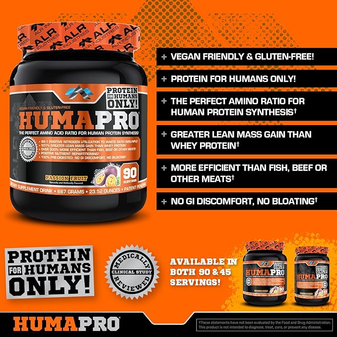 HumaPro Essential Amino Acid Formula | EAA Protein Supplement | Supports Muscle Recovery & Performance | Vegan, Gluten Free | | 90 Servings (Passion Fruit)