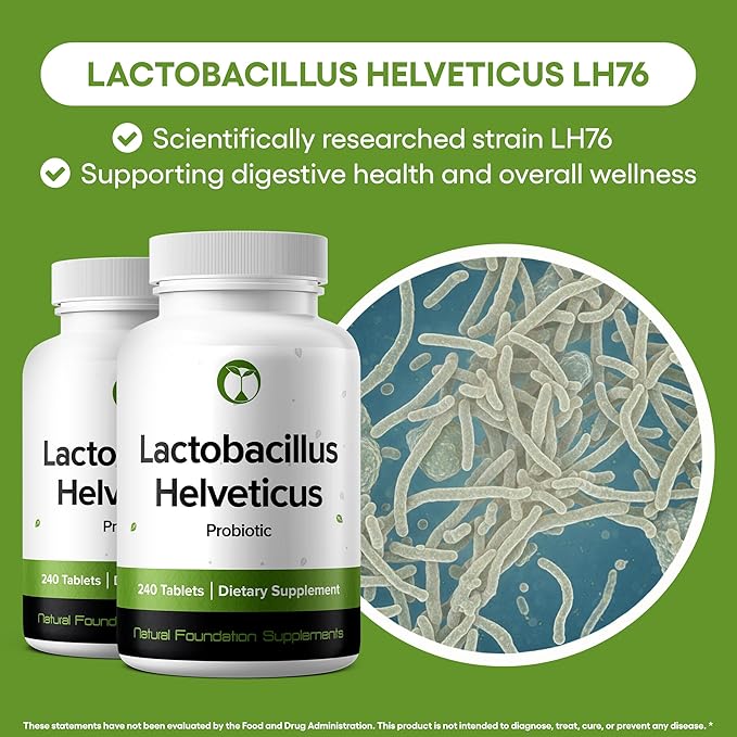 Lactobacillus Helveticus Probiotic Supplement 240 Tablets 3 Billion CFU Probiotics for Men & Women Supports Intestinal Digestive & Gut Health (240, Lactobacillus Helveticus)