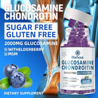 Glucosamine Chondroitin Gummies with MSM & Elderberry Extra Strength - Joint Support, Antioxidant Immune Support Supplement for Adults, Men & Women.Blueberry