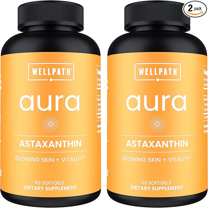 WellPath Astaxanthin 12mg (2 Pack) – Natural Astaxanthin Supplements from Microalgae – Antioxidants with Micro Ingredients, Supports Skin Hydration and Eye Health – 120 Softgel Capsules