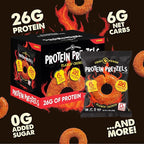 CRISP POWER Protein Pretzels, NEW Flamin' Crunch, 26G Protein, High Protein Snack, High Fiber, Low Carb Crunchy Pretzel Snacks, No Added Sugar, 1.75 oz Bags, 6 Pack, Vegan, Keto
