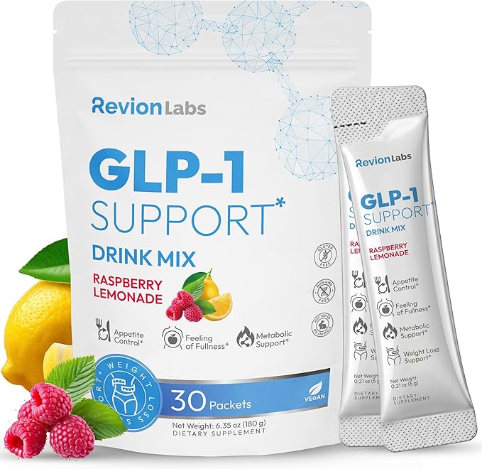 GLP-1 Support Drink Mix Powder - Weight Loss Support Natural Appetite Suppressant & Metabolic Booster for Women Men - Daily Fat Burn Cravings Control & Gut Health GLP1 Support Supplement