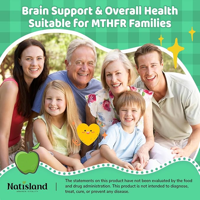 L Methylfolate Gummies, 5-MTHF Gummies for Kids & Adults, Methyl Folate and B12 Supplement, Highly Absorbable MTHFR Supplement, Support Brain Health, Immunity, Kids Growth, 120 CT