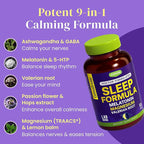 9-in-1 Melatonin Sleep Aid for Adults - USA Made, Lab Tested with Melatonin 5mg and 108mg Magnesium for Sleep - TRAACS, Ashwagandha, Valerian Root, GABA, 5HTP, Herbal Sleep Supplement, Vegan, 60 Caps