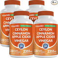 5-in-1 Ceylon Cinnamon Powder Extra Strength – Organic Ceylon Cinnamon Capsules with Turmeric, Apple Cider Vinegar, Korean Ginseng & BioPerine for Metabolism & Energy Support Pills (120 Ct, 4 Pack)