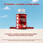 Vitamatic Vitamin B Complex Gummies with Vitamin C & Inositol - Natural Strawberry Flavor - 60 Gummies (3 Bottles)
