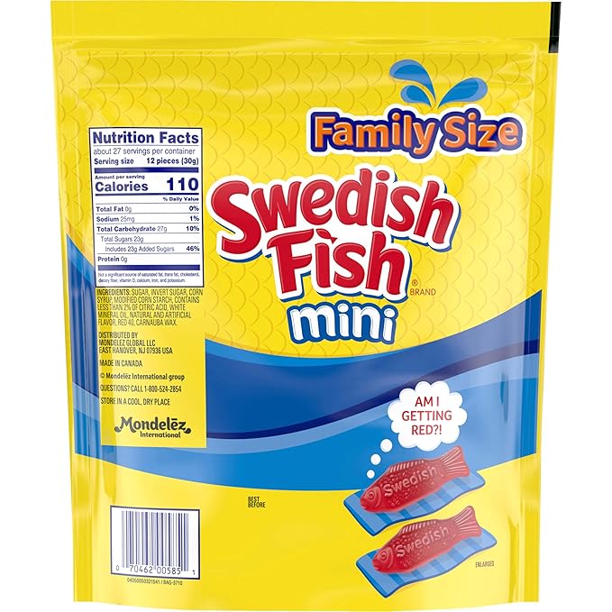 SWEDISH FISH Mini Soft & Chewy Gummy Candy, Family Size, Bulk Candy, 1.8 lb