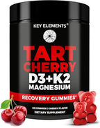 KEY ELEMENTS Recovery Tart Cherry Gummies with Vitamin D3 K2 5000 IU & Magnesium - Vitamin D3 K2 Gummies for Sleep, Bone & Immune Support - Non-GMO, Gluten-Free, Sugar-Free