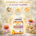 Echinacea 1000mg Gummies Supplement – Herbal Immune Formula, Botanical Antioxidant Blend, Vegan Plant Based, Non-GMO, Gluten Free, Chewable for Adults, Daily Wellness Option, 60 Count Bottle