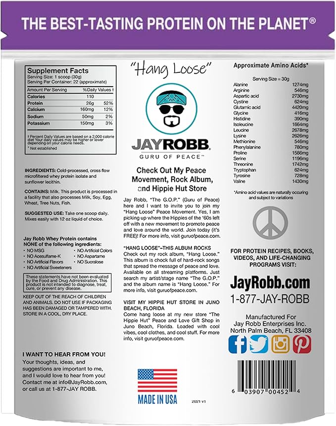 Jay Robb - Grass-Fed Whey Protein Isolate Powder, Outrageously Delicious, Unflavored, 23 Servings (24 Ounce)