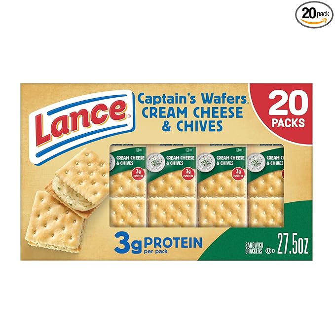 Lance Sandwich Crackers, Captain's Wafers Cream Cheese and Chives, 20 Packs, 6 Sandwiches Each