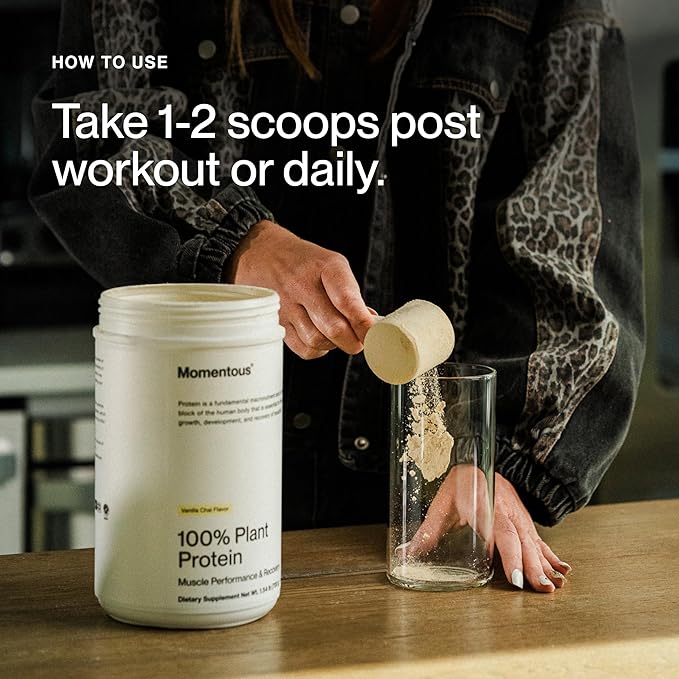 Momentous Vegan Protein Powder - 20 g Plant-Based Protein - NSF Certified for Sport - Gluten-Free - Non-GMO - 22 Servings for Essential Everyday Use - Vanilla