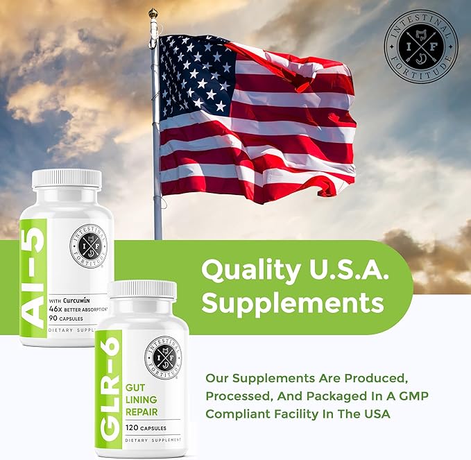 Intestinal Fortitude AI-5 & GLR-6 Digestive Health Supplement Bundle w/Glutamine, Turmeric, Curcumin for Gut Health Capsule Supplement & Support Digestive Health, Non-GMO, Dairy Free - 30-Day Supply