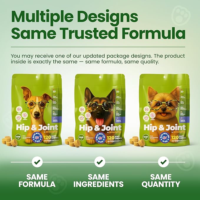 Glucosamine for Dogs Hip & Joint Supplement, Dog Glucosamine Chondroitin for Dogs, MSM & Turmeric – 120 Dog Joint Supplement Chews for Large & Small Breed