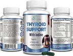 Thyroid Support with Iodine - Metabolism Booster, Energy Booster, Increase Focus - Premium Non-GMO Thyroid Supplement 60 Capsules
