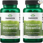 Swanson Double Strength Boswellia-Herbal Supplement Promoting Joint Support-Ayurvedic Herb for Joint Flexibility & Mobility Support-Made w/Boswellia Serrata Resin-(60 Capsules, 800mg Each) 2 Pack