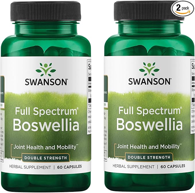 Swanson Double Strength Boswellia-Herbal Supplement Promoting Joint Support-Ayurvedic Herb for Joint Flexibility & Mobility Support-Made w/Boswellia Serrata Resin-(60 Capsules, 800mg Each) 2 Pack