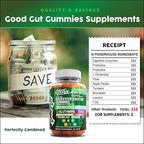 Digestive Enzymes with Probiotics and Prebiotics For Digestive Health Gummies + L-Glutamine For Gut Health Bromelain Turmeric Licorice Fiber Apple Pectin Inulin FOS Plant Pased Vegan Gummy Vitamins