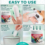 Premium Teeth Cleaning Wipes for Dogs & Cats - 100 Pcs - Pet Dental Care Finger Pads for Fresh Breath & Oral Hygiene - Embossed Pattern & Nano Plastic-Dotting to Remove Plaque & Tartar