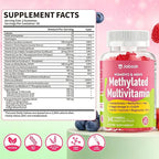 Methylated Vitamin B Complex Gummies for Women & Men, Multivitanins Gummy with Vitamin A, C ,E, Methylfolate & B12, TMG, Calcium, D3 K2, Magnesium & More for Overall Health-Vegan, Sugar Free, 60 Cts