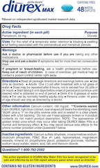 Diurex Caffeine-Free Bloat Relief, Maximum Strength, Relieve Water Bloat Discomfort, Up to 6 Hours of Relief, 48 Count (Pack of 2)