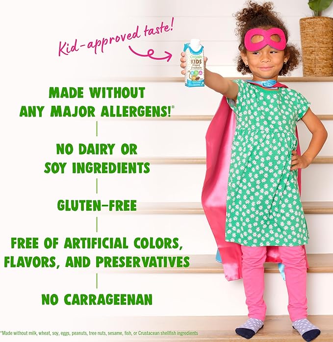 Orgain Organic Kids Nutritional Vegan Protein Shake, Chocolate - Healthy Kids Snacks, 8g Plant Protein, 23 Vitamins & Minerals, 3g Fiber, No Dairy & Soy, Non-GMO, 8 Fl Oz (12 Pack) Package May Vary