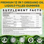 Oil of Oregano with Black Seed Oil Gummies, Elderberry & Garlic, 12-in-1 Oregano Oil Supplement w/ Vitamin C, D3 & Zinc for Immune & Respiratory Support, Aceite de Orégano Cápsulas Replacement, 60 Cts