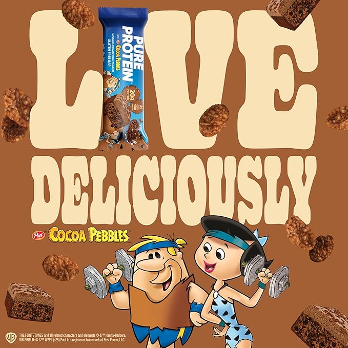 Pure Protein Cocoa PEBBLES™ Protein Bars – 20g Protein, 4g Sugar, 180 Calories (4 count) Low Sugar* High Protein Snack - Gluten Free - Perfect for a Healthy Snack.