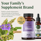 HERBAMAMA Vitex Berry Capsules – Natural Menopause Supplements* for Women – 1000mg Vitex Chasteberry Fruit per Serving for Menopause Support* – Vegan, Non-GMO – 50-Day Supply