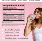 Ladywell Creatine Pearl Complex | 3-in-1 Formula for Women | Creatine Monohydrate, Collagen & Pearl Powder | Supports Energy, Skin Health, Mental Clarity, Metabolism & Lean Muscle | 30 Servings