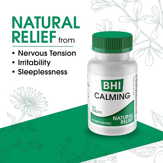 MediNatura BHI Calming Support Tablets – Natural, Plant-Based Support for Simple Nervous Tension, Irritability & Sleeplessness – Relaxation & Nighttime Support – 100 Count