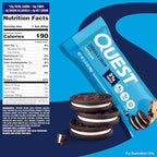 Quest Nutrition Cookies & Cream Protein Bars, 21g Protein, 1g Sugar, 4g Net Carb, High Fiber, Gluten Free, Keto Friendly, 12 Count