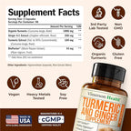 Turmeric Curcumin Supplement with Ginger Root for Joint Support, Digestive & Gut Health - Contains Organic Turmeric Curcumin with Black Pepper (Bioperine) for Enhanced Absorption - 180 Capsules