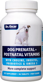 Dog Prenatal Vitamins. The Only 2in1 Prenatal & Postnatal Vitamins for Dogs with Folic Acid, Omega 3, Probiotics, Choline & Inositol, Key for Mother & Puppies, 90 Tablets