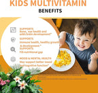 Kids Multivitamin Gummies with Iron & Probiotics - Vegan, Gelatin-Free, Halal, Orange & Strawberry Flavors, 90 Count