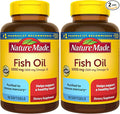 Nature Made Fish Oil Omega 3 Supplements, 1000 mg Softgels, Omega 3 Fish Oil for Healthy Heart Support, 90 Softgels, 45 Day Supply (Pack of 2)