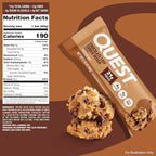 Quest Nutrition Chocolate Chip Cookie Dough Protein Bars, 21g Protein, 4, Net Carbs, 1g Sugar, High Fiber, Gluten Free, Keto Friendly, 4 Count