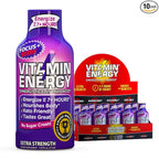 Vitamin Energy Focus+ Extra Strength Energy Shot Berry 10 Pack, 260mg Natural Caffeine, B-Vitamins, CoQ10, Amino Acids, Focus, Productivity & Clarity, Zero Sugar, Gluten-Free, 1.93 fl oz