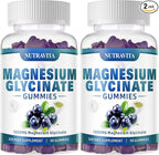 Magnesium Glycinate Gummies 1000mg with Magnesium L-Threonate,Chelated Magnesium Potassium Complex Supplement with VitD, B6, CoQ10, Calcium,Supports for Memory, Calm, Mood - 180 Gummies Blueberry