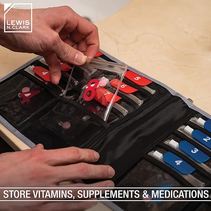 Lewis N. Clark Travel Pill Organizer, Portable Pill Case, Daily Pill Box to Hold Vitamins, Medication, Prescriptions, Or Medicine Storage for Pocket Purse