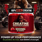 Creatine Monohydrate Gummies 5g Sugar Free Creatine with Vitamin B12 and L-Taurine | Muscle Growth for Men and Women | Low Calorie Formula 120 Gummies for 30 Servings, Raspberry