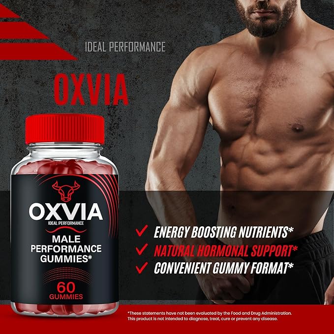 Oxvia Male Performance Gummies, Official Oxvia Supplement Gummies - Maximum Strength Performance, All Natural Support Overall Health & Wellness, Ox Via Advanced Support Gummy Reviews (2 Pack)