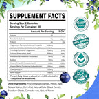 Magnesium Glycinate Gummies 1000mg - Sugar Free Magnesium Potassium Supplement with Vitamin D, B6, CoQ10 for Calm Mood & Sleep Support - 60 Blueberry Gummies