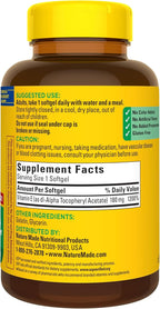Nature Made Vitamin E 180 mg (400 IU) dl-Alpha, Dietary Supplement for Antioxidant and Skin Support, 300 Softgels, 300 Day Supply