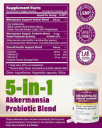 Menopause Supplements for Women 60 Billion with Akkermansia Probiotic & Prebiotic, Vitamin D & E for Hormone Balance, Metabolism, Gut Health, Hot Flashes - Non-GMO | 180 Caps