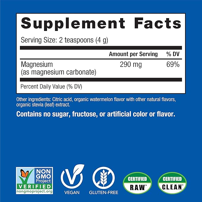 Natural Vitality Calm, Magnesium Supplement, Anti-Stress Drink Mix Powder, Gluten Free, Vegan, & Non-GMO, Watermelon, 16 oz