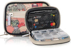 Made Easy Kit Pill Case for Everyday and Travel - 7-Day Weekly Medicine Supplement Vitamin Organizer Sorter Tracker - Neoprene Bag with Pockets - Compact Portable 8 Compartments (Khaki Desert)